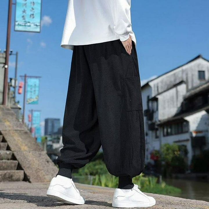 Buddha Stones Fall Winter Casual Drawstring Patch Pocket Solid Ankle Pants Men's Tapered Pants With Pocket - image 17