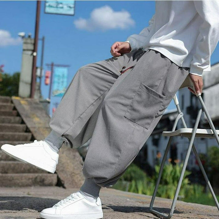 Buddha Stones Fall Winter Casual Drawstring Patch Pocket Solid Ankle Pants Men's Tapered Pants With Pocket - LightGray - US/UK/AU46，EU56 (5XL) - image 18