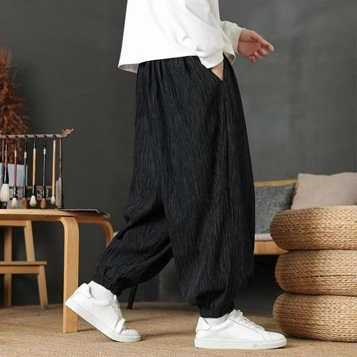 Buddha Stones Fall Casual Vintage Drawstring Solid Long Pants Men's Harem Pants With Pocket - image 17