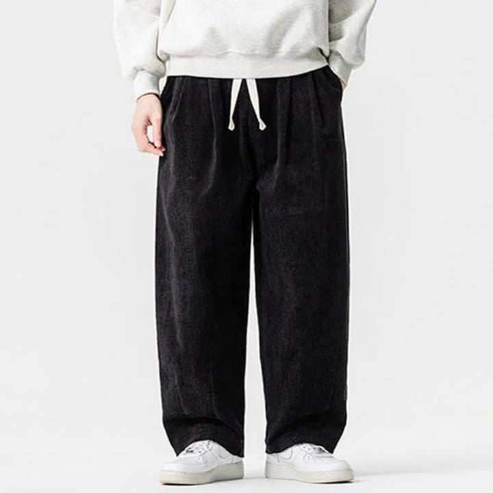 Buddha Stones Fall Winter Casual Vintage Drawstring Solid Long Pants Men's Tapered Pants With Pocket - Black - US/UK/AU46，EU56 (5XL) - image 14