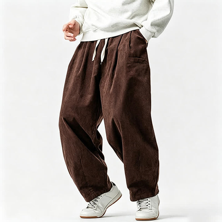 Buddha Stones Fall Winter Casual Vintage Drawstring Solid Long Pants Men's Tapered Pants With Pocket - image 4