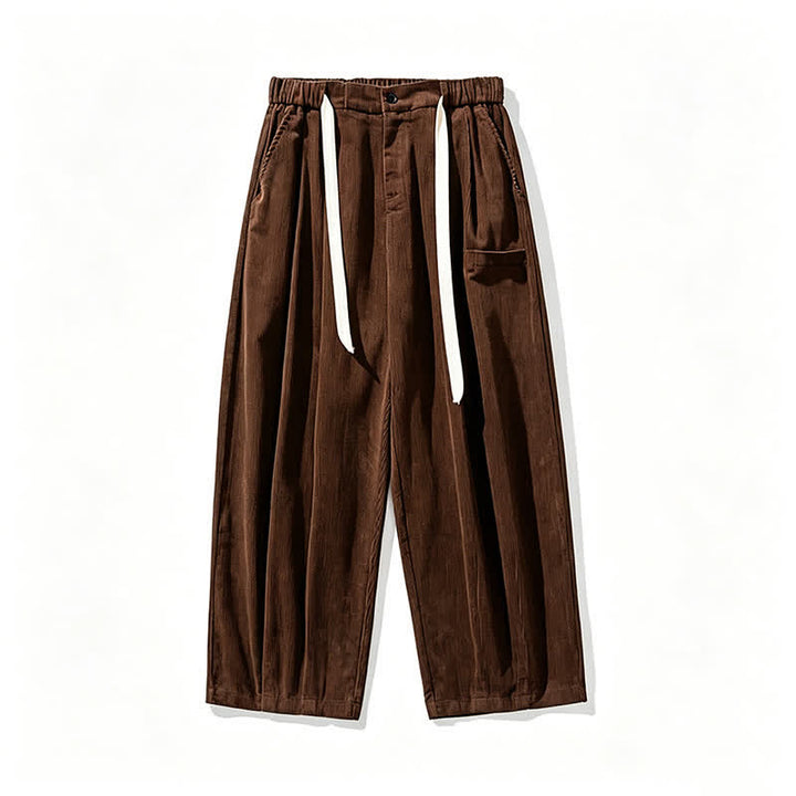 Buddha Stones Fall Winter Casual Vintage Drawstring Solid Long Pants Men's Tapered Pants With Pocket - image 6