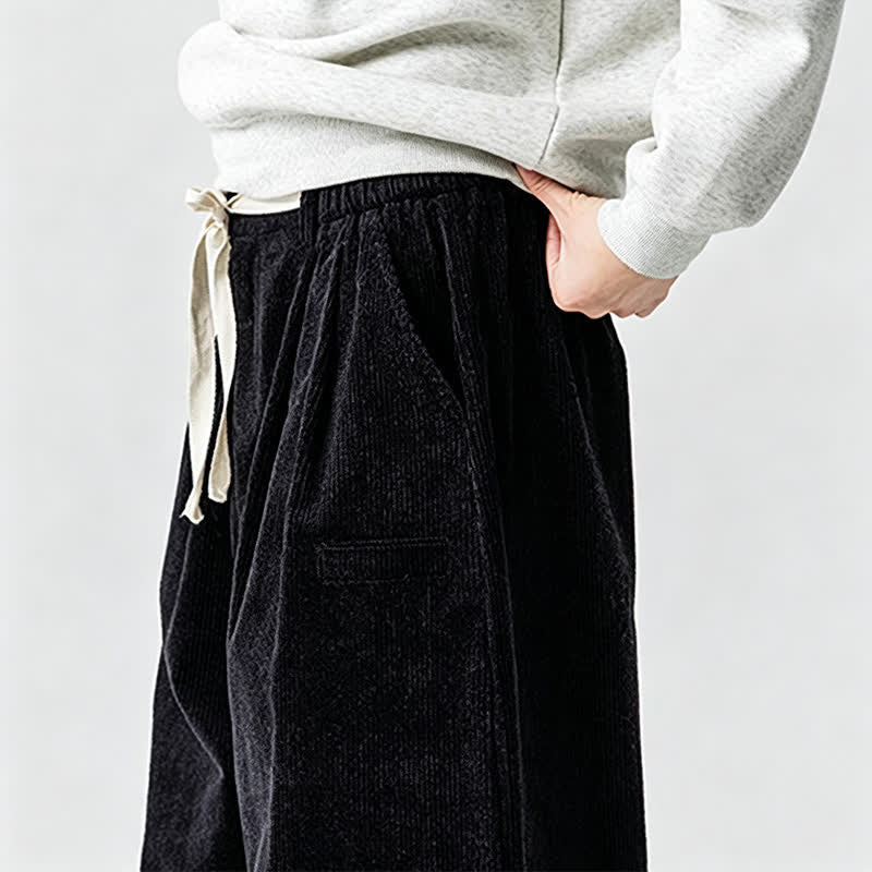 Buddha Stones Fall Winter Casual Vintage Drawstring Solid Long Pants Men's Tapered Pants With Pocket - image 21