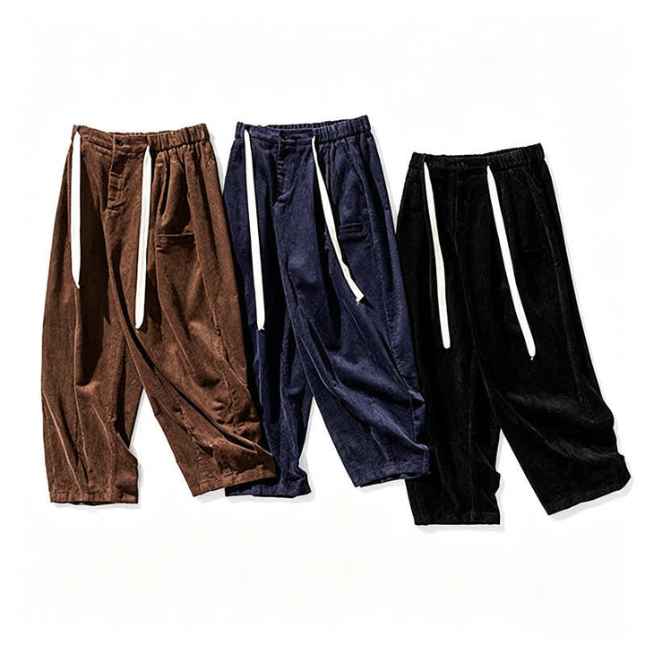 Buddha Stones Fall Winter Casual Vintage Drawstring Solid Long Pants Men's Tapered Pants With Pocket - image 23