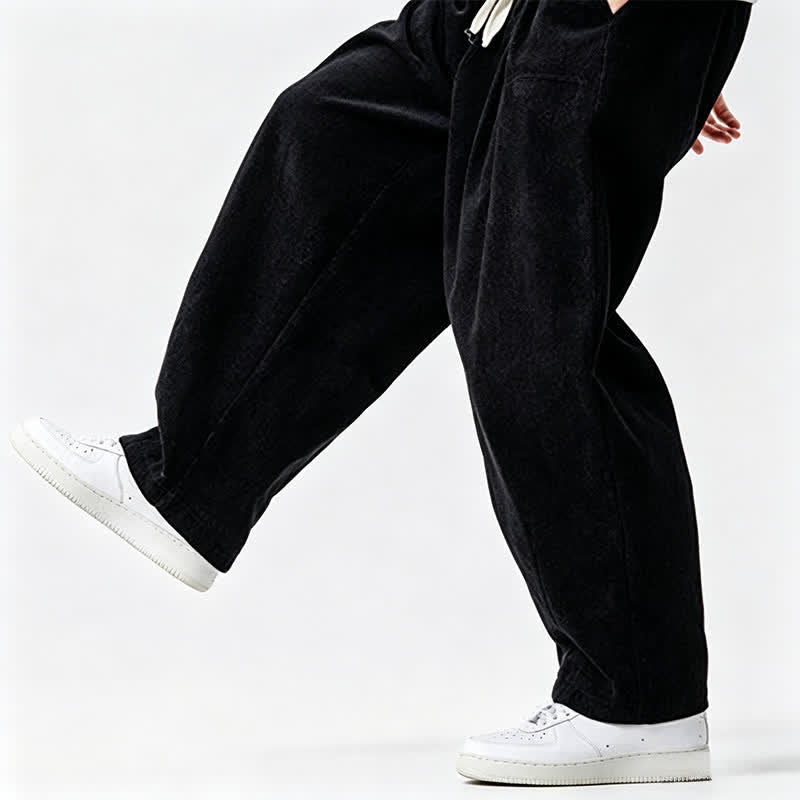 Buddha Stones Fall Winter Casual Vintage Drawstring Solid Long Pants Men's Tapered Pants With Pocket - image 18
