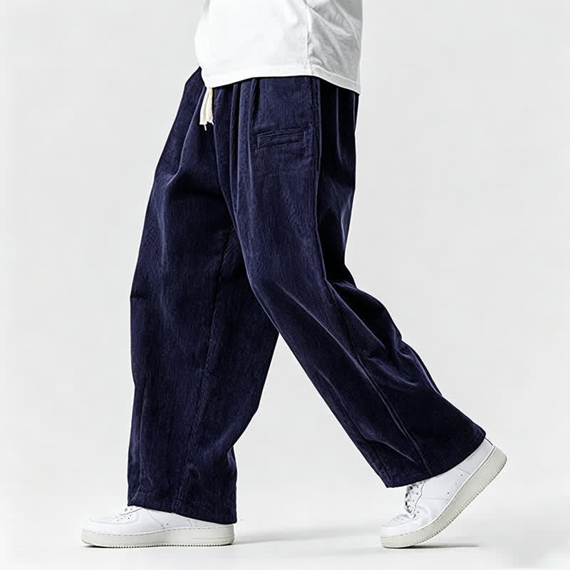 Buddha Stones Fall Winter Casual Vintage Drawstring Solid Long Pants Men's Tapered Pants With Pocket - image 10