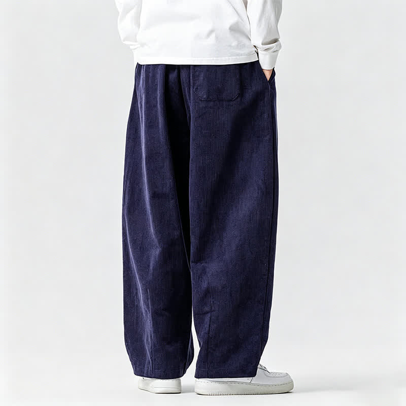 Buddha Stones Fall Winter Casual Vintage Drawstring Solid Long Pants Men's Tapered Pants With Pocket - image 13