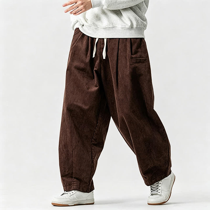 Buddha Stones Fall Winter Casual Vintage Drawstring Solid Long Pants Men's Tapered Pants With Pocket - SaddleBrown - US/UK/AU46，EU56 (5XL) - image 0