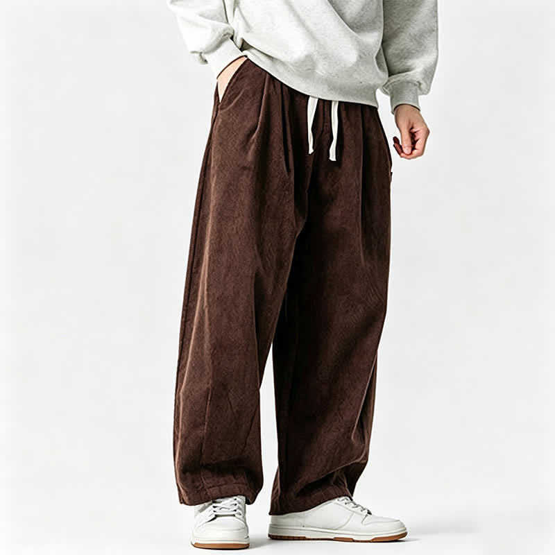 Buddha Stones Fall Winter Casual Vintage Drawstring Solid Long Pants Men's Tapered Pants With Pocket - image 2