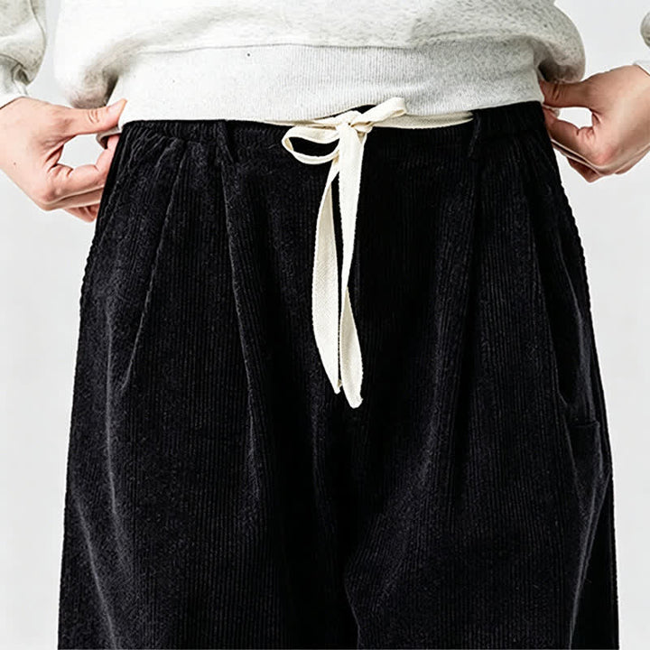 Buddha Stones Fall Winter Casual Vintage Drawstring Solid Long Pants Men's Tapered Pants With Pocket - image 20