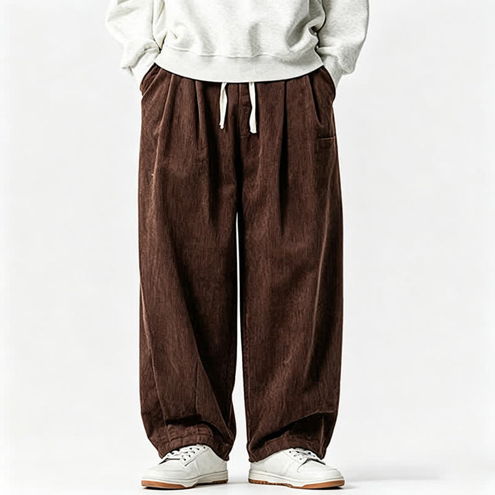 Buddha Stones Fall Winter Casual Vintage Drawstring Solid Long Pants Men's Tapered Pants With Pocket - image 1