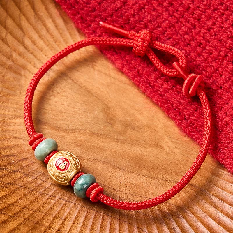 Buddha Stones Red String Fu Character Copper Luck Bracelet - image 3