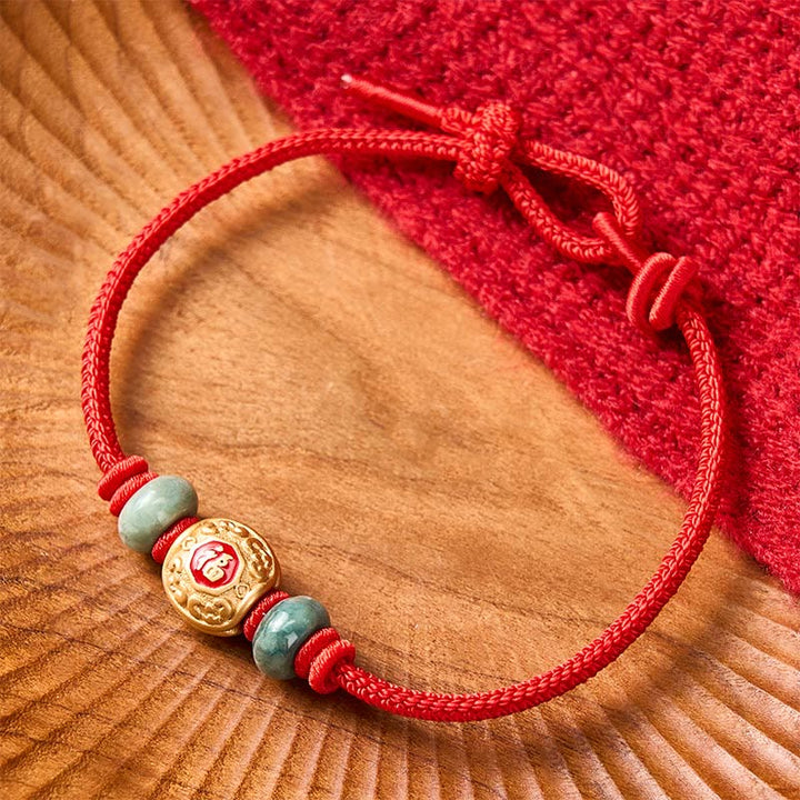 Buddha Stones Red String Fu Character Copper Luck Bracelet - image 3