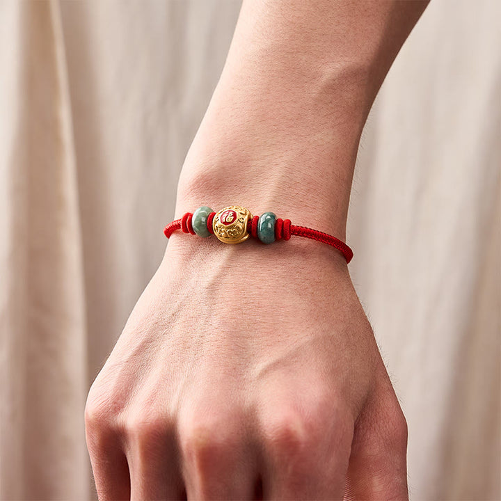 Buddha Stones Red String Fu Character Copper Luck Bracelet - image 4