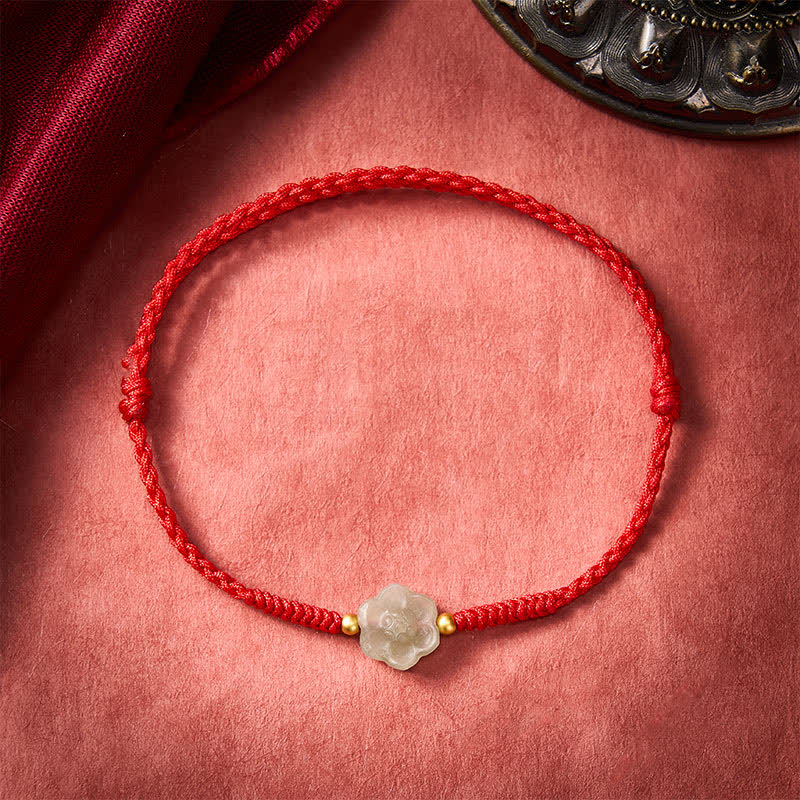 Buddha Stones Natural Hetian Jade Peach Blossom Love Bead Bracelet - image 2
