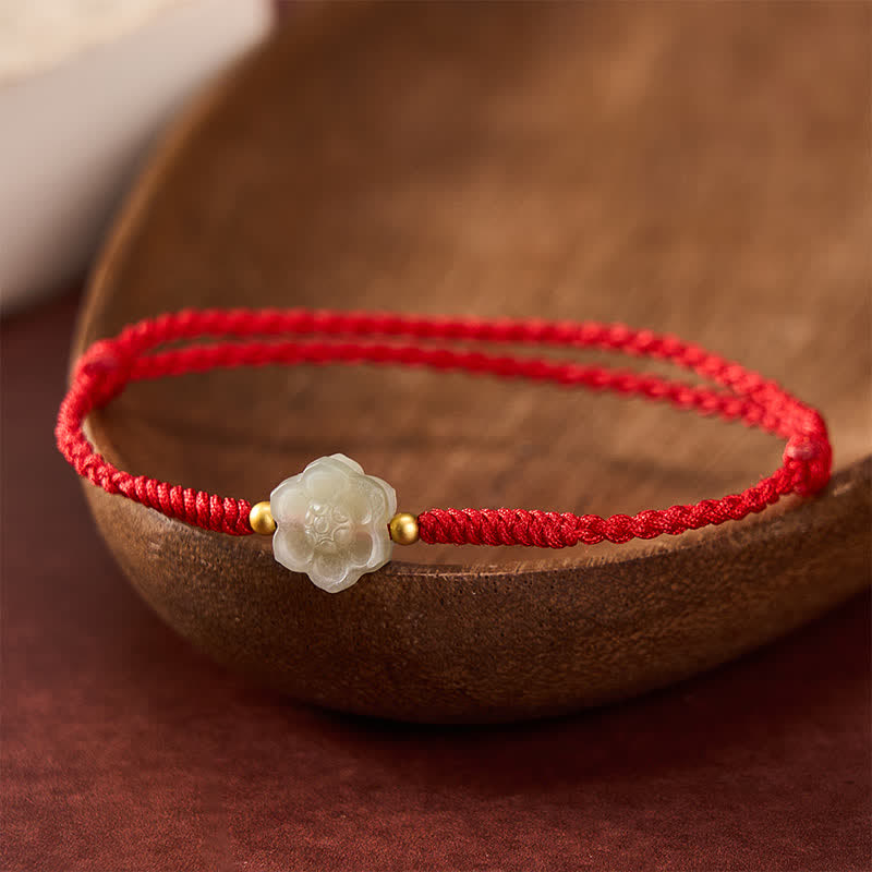 Buddha Stones Natural Hetian Jade Peach Blossom Love Bead Bracelet - Peach Blossom (Wrist Circumference: 6.3-7.1 in/16-18 cm) - image 0