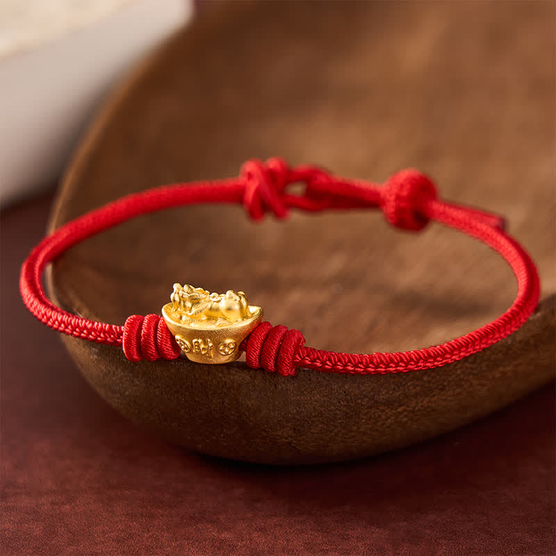 Buddha Stones Alloy Pi Xiu Red String Wealth Bracelet - Red - 6.7–7.5 in/17–19 cm - image 0