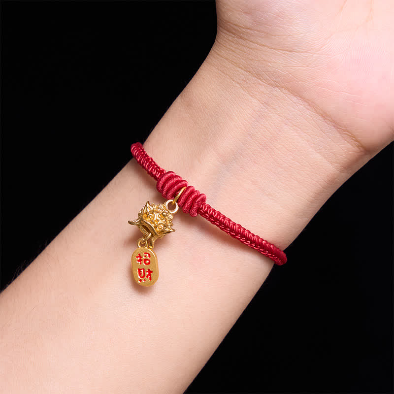 Buddha Stones Copper Pi Xiu Fu Character Red String Wealth Bracelet - image 14