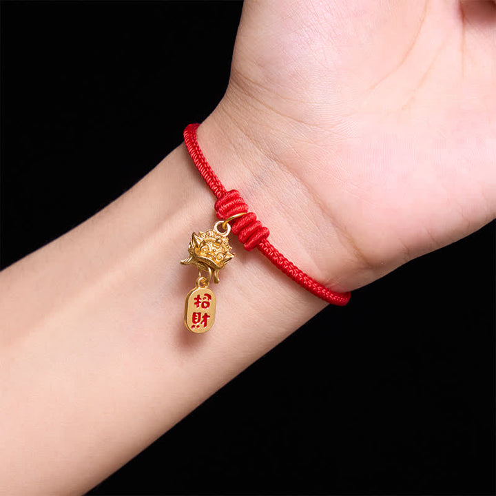 Buddha Stones Copper Pi Xiu Fu Character Red String Wealth Bracelet - image 4