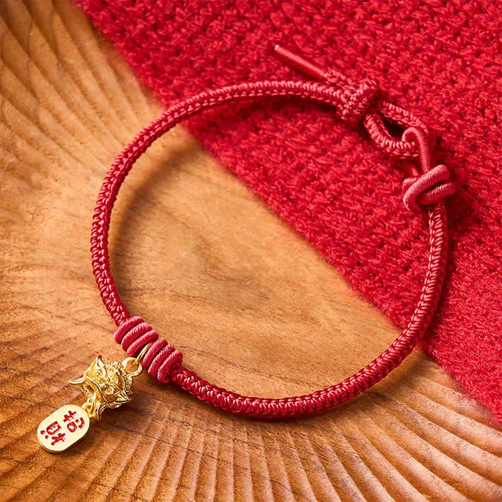 Buddha Stones Copper Pi Xiu Fu Character Red String Wealth Bracelet - image 12