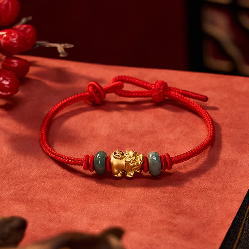 Buddha Stones Alloy Pi Xiu Chinese Coin Red String Wealth Bracelet - image 3