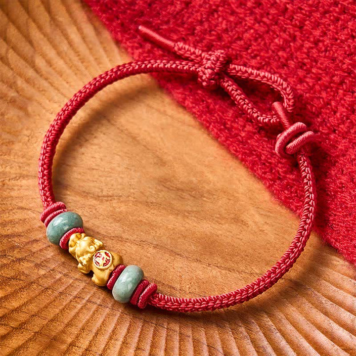 Buddha Stones Alloy Pi Xiu Chinese Coin Red String Wealth Bracelet - image 11