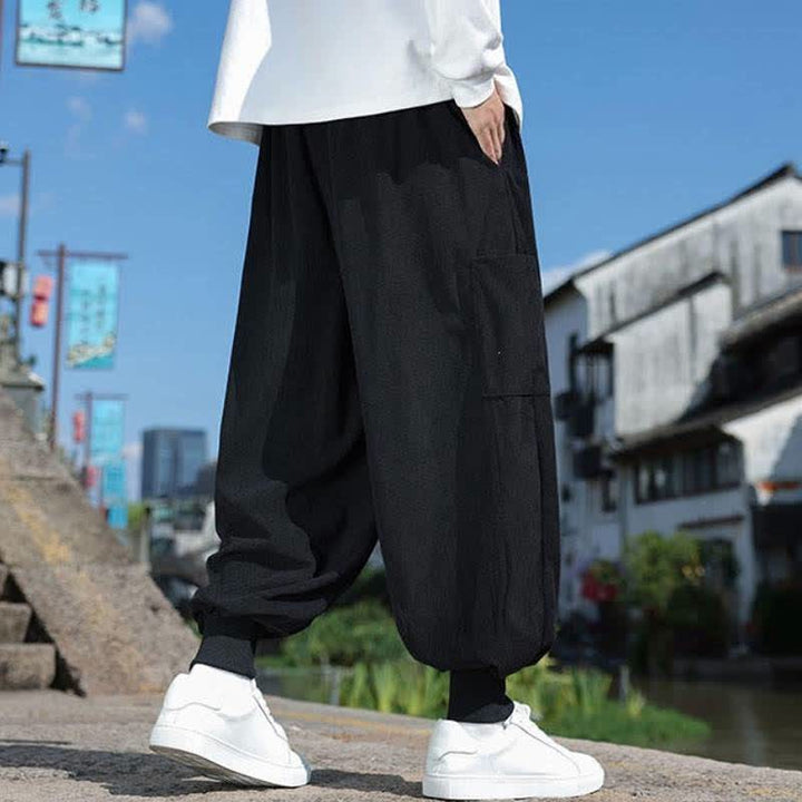 Buddha Stones Fall Winter Casual Vintage Drawstring Solid Ankle Pants Men's Tapered Pants With Pockets - image 10