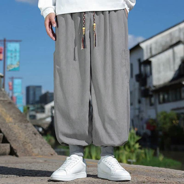Buddha Stones Fall Winter Casual Vintage Drawstring Solid Ankle Pants Men's Tapered Pants With Pockets - DarkGray - US/UK/AU46，EU56 (5XL) - image 16