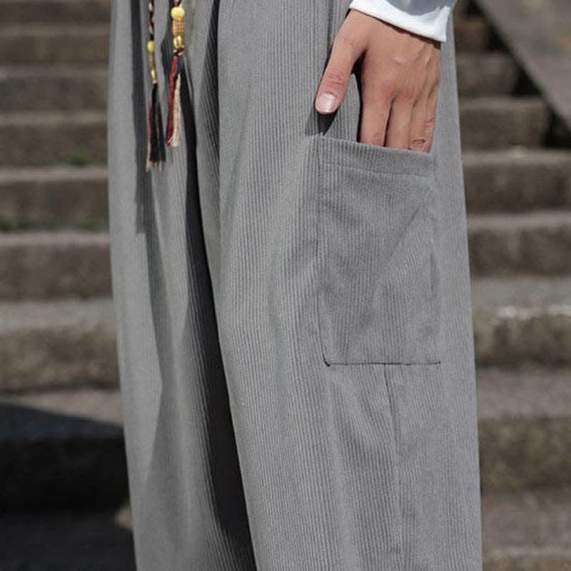 Buddha Stones Fall Winter Casual Vintage Drawstring Solid Ankle Pants Men's Tapered Pants With Pockets - image 26