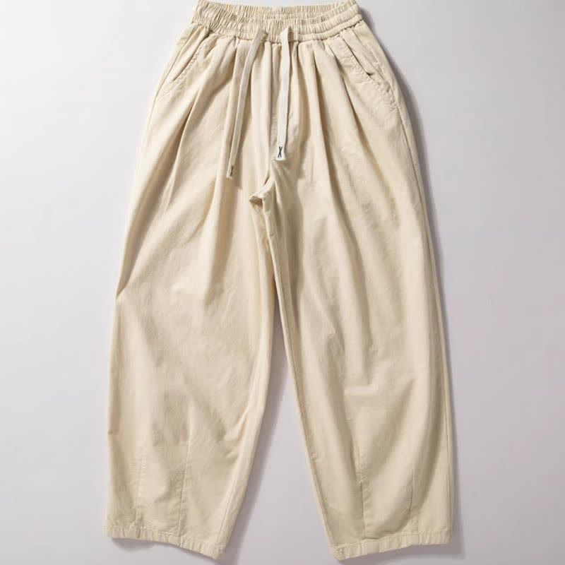 Buddha Stones Spring Fall Classic Drawstring Solid Ankle Men's Straight Leg Pants With Pockets - image 4