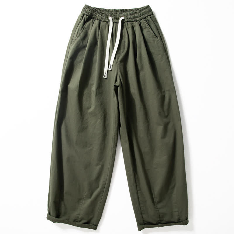 Buddha Stones Spring Fall Classic Drawstring Solid Ankle Men's Straight Leg Pants With Pockets - DarkOliveGreen - US/UK/AU42，EU52 (3XL) - image 0