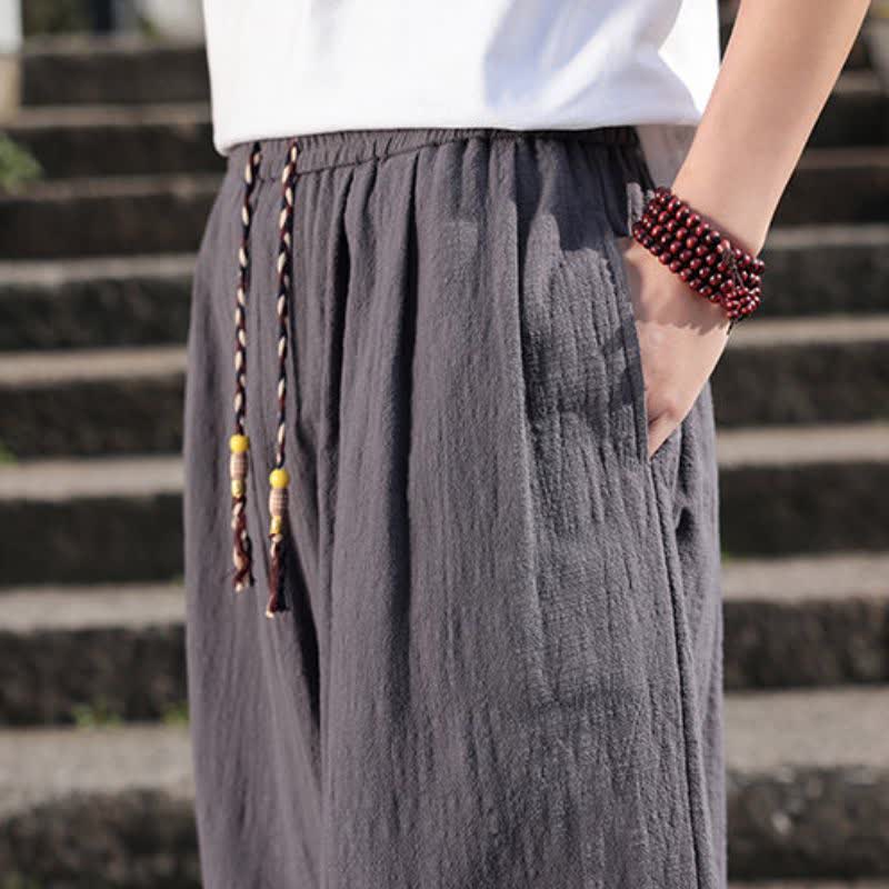 Buddha Stones Spring Fall Retro Casual Solid Long Pants Men's Straight Leg Pants With Pockets - image 9