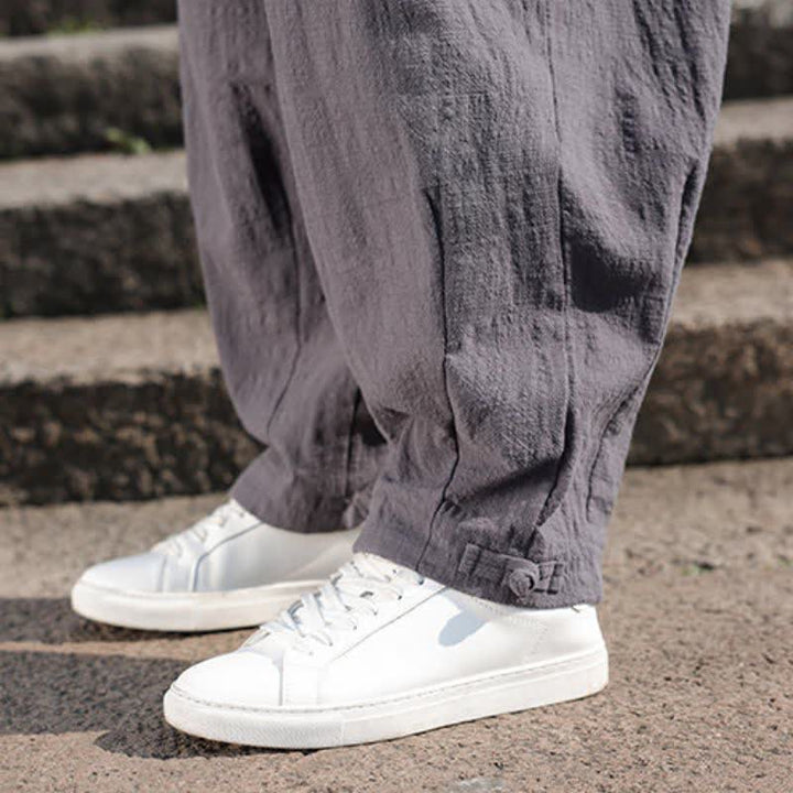 Buddha Stones Spring Fall Retro Casual Solid Long Pants Men's Straight Leg Pants With Pockets - image 10