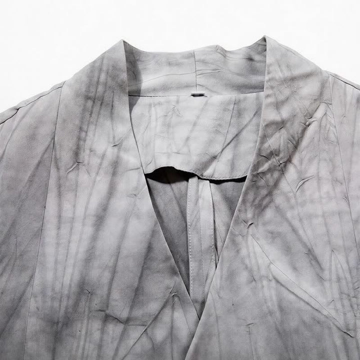 Buddha Stones Fall Winter Tang Style Minimalist Drawstring Solid Cotton Long Sleeve Men's Kimonos - image 4