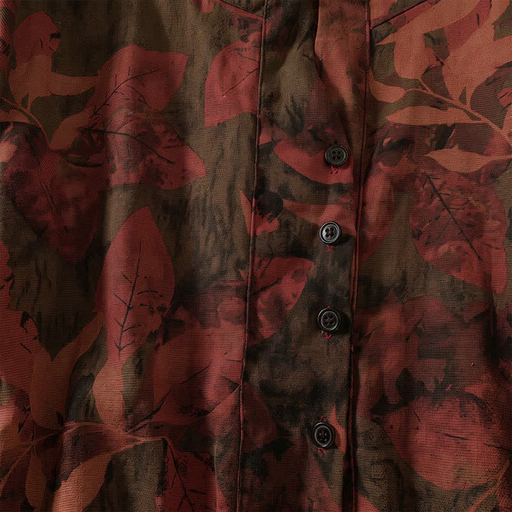 Buddha Stones Fall Elegant Vintage Button-Up Floral Women's Long Sleeve Dress With Pockets - image 12