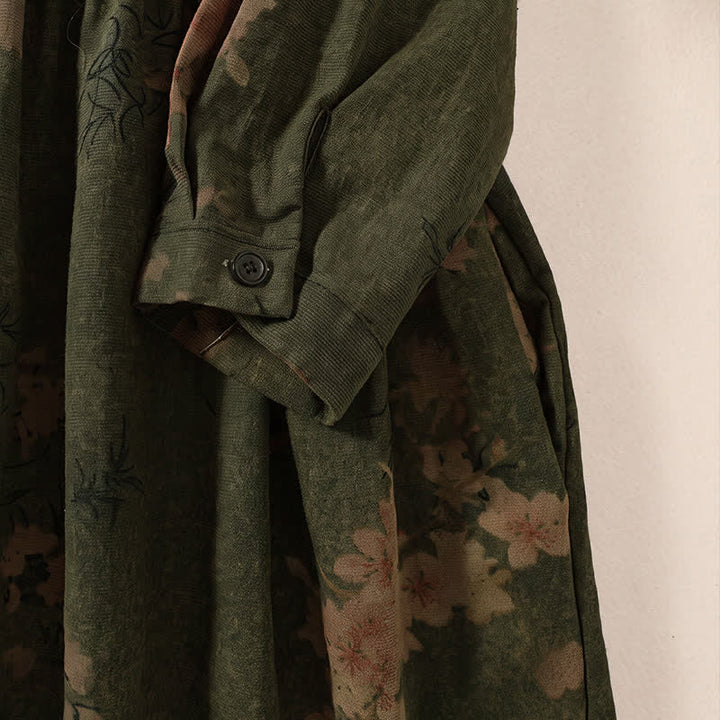 Buddha Stones Fall Elegant Vintage Button-Up Floral Women's Long Sleeve Dress With Pockets - image 5