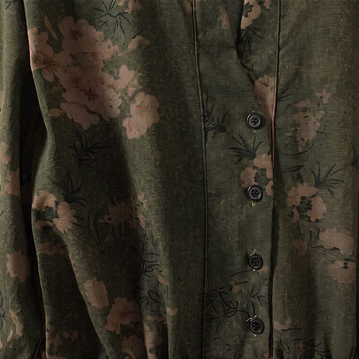 Buddha Stones Fall Elegant Vintage Button-Up Floral Women's Long Sleeve Dress With Pockets - image 2