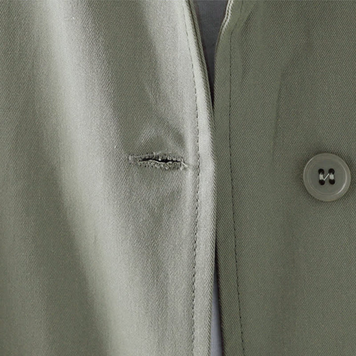 Buddha Stones Spring Fall Casual Minimalist Button-Up Solid Women's Coat With Pocket - image 7