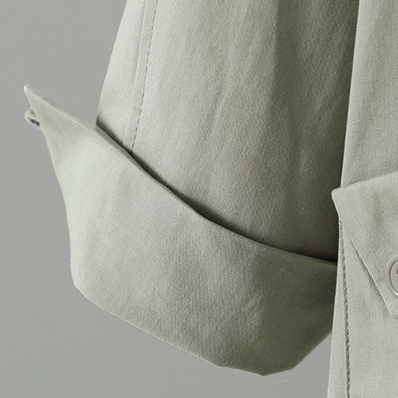 Buddha Stones Spring Fall Casual Minimalist Button-Up Solid Thin Women's Jacket With Pocket - image 10