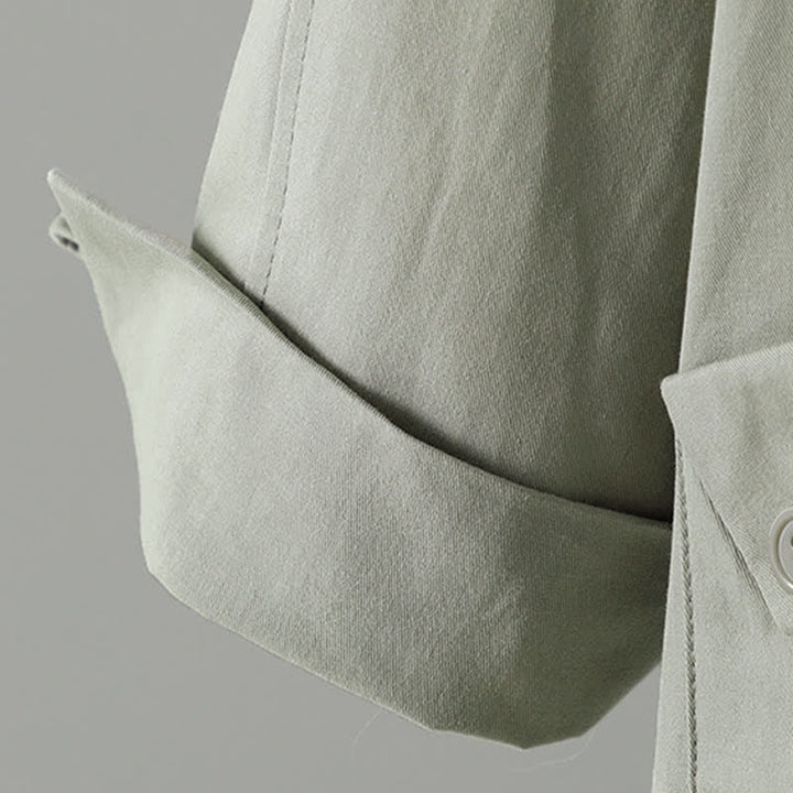 Buddha Stones Spring Fall Casual Minimalist Button-Up Solid Thin Women's Jacket With Pocket - image 10