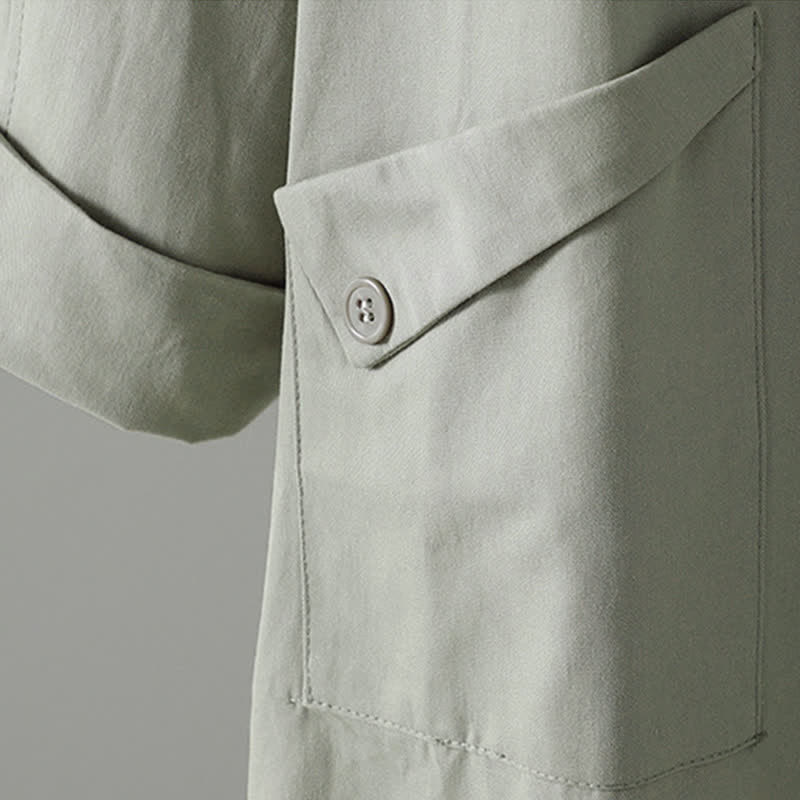 Buddha Stones Spring Fall Casual Minimalist Button-Up Solid Thin Women's Jacket With Pocket - image 5