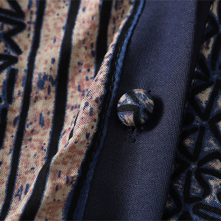 Buddha Stones Spring Summer Vintage Bohemian Button-Up Geometric Women's Long Sleeve Shirts - image 4