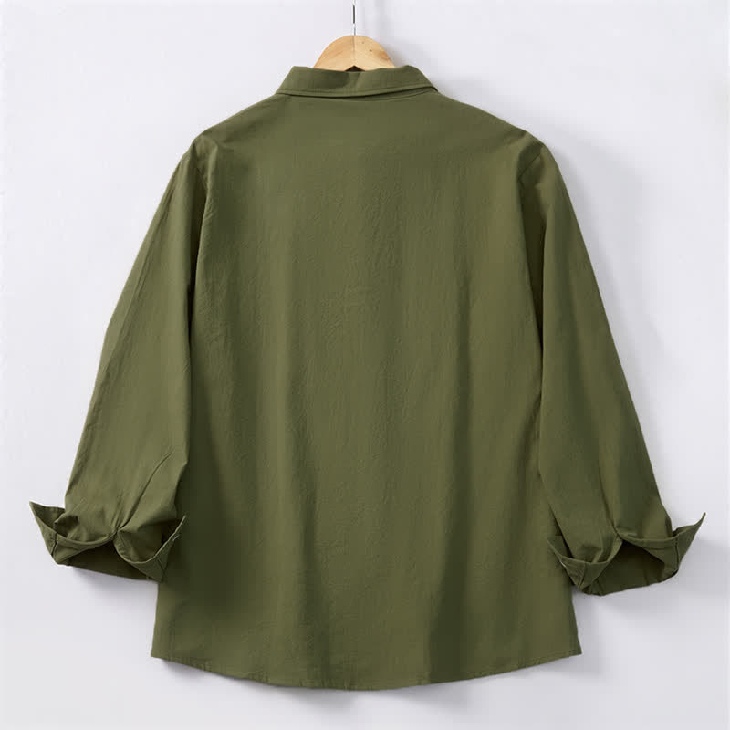 Buddha Stones Spring Fall Minimalist Classic Button-Up Solid Men's Long Sleeve Shirts - image 1