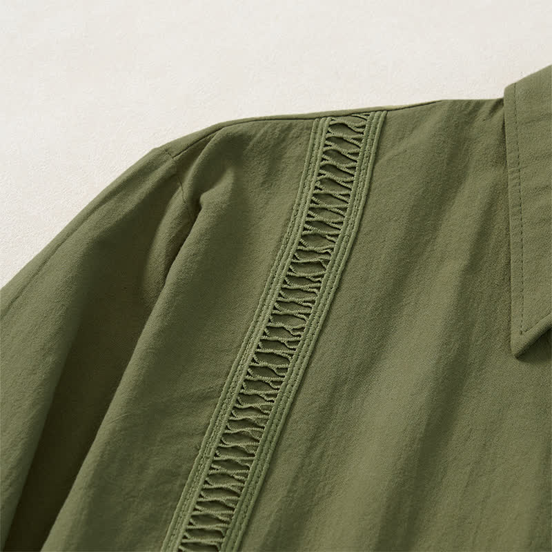 Buddha Stones Spring Fall Minimalist Classic Button-Up Solid Men's Long Sleeve Shirts - image 3