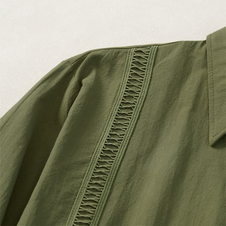 Buddha Stones Spring Fall Minimalist Classic Button-Up Solid Men's Long Sleeve Shirts - image 3