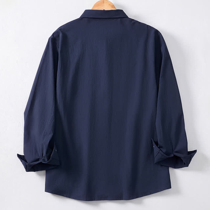 Buddha Stones Spring Fall Minimalist Classic Button-Up Solid Men's Long Sleeve Shirts - image 10