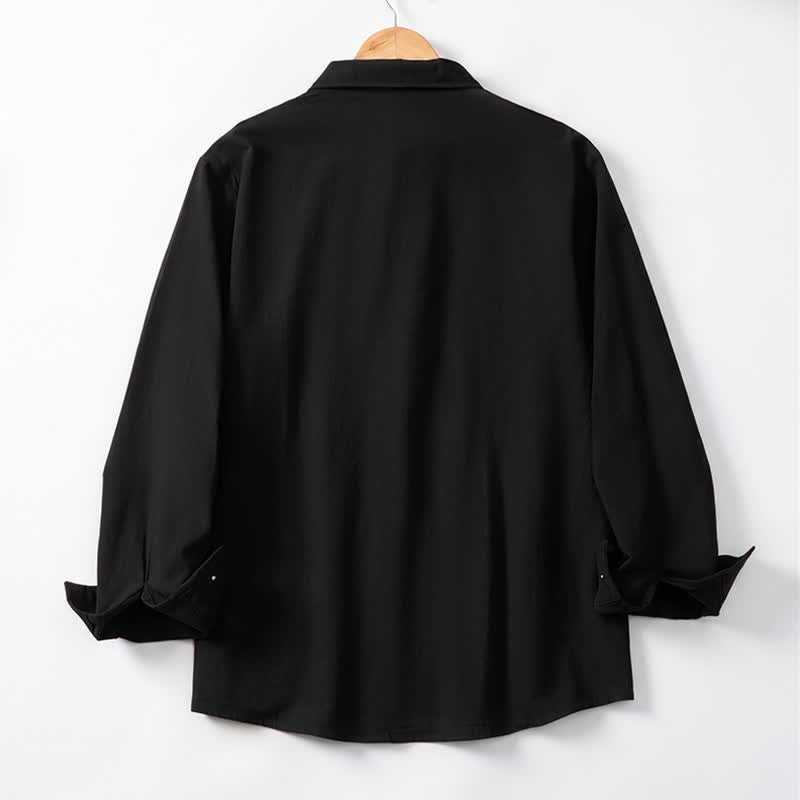 Buddha Stones Spring Fall Minimalist Classic Button-Up Solid Men's Long Sleeve Shirts - image 18