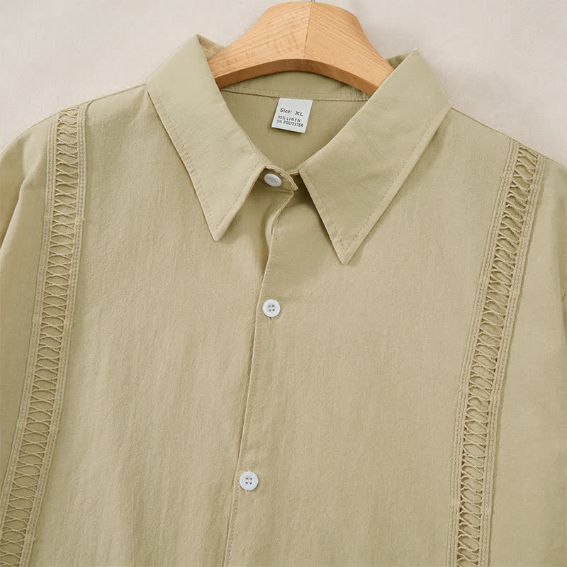 Buddha Stones Spring Fall Minimalist Classic Button-Up Solid Men's Long Sleeve Shirts - image 29
