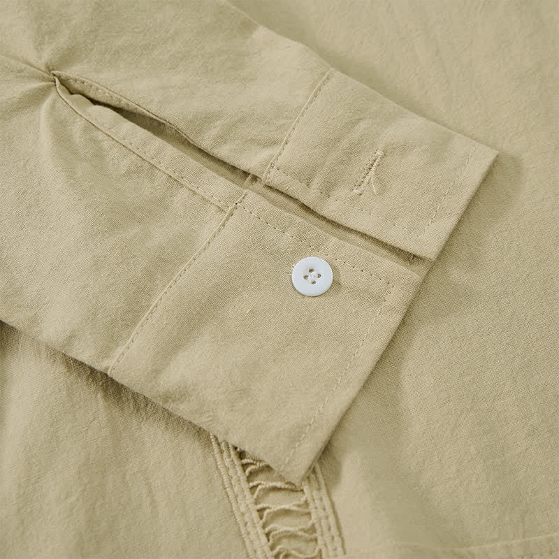 Buddha Stones Spring Fall Minimalist Classic Button-Up Solid Men's Long Sleeve Shirts - image 31
