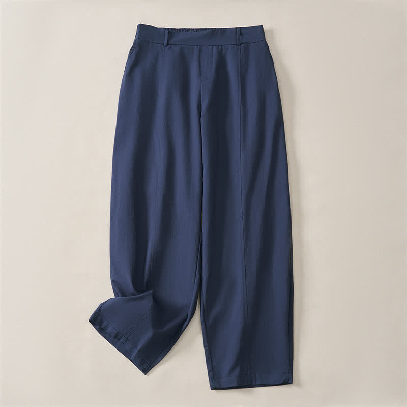 Buddha Stones Spring Summer Casual Basic Solid Ankle Pants Women's Straight Leg Pants With Pockets - DarkSlateBlue - US14, UK/AU18, EU46 (2XL) - image 0